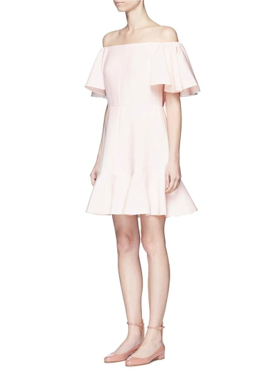Shop Valentino Ruffle Crepe Couture Off-shoulder Dress