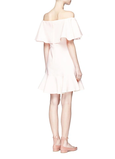 Shop Valentino Ruffle Crepe Couture Off-shoulder Dress