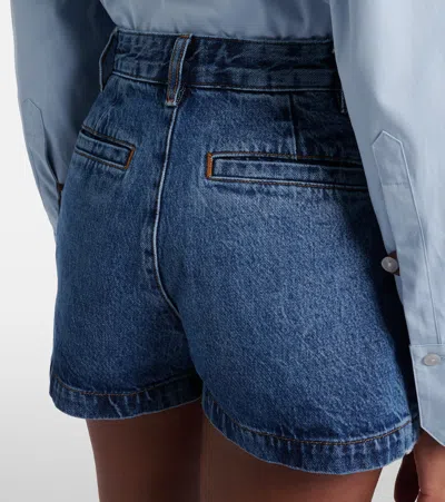 Frame Button-embellished Patch-pocket Shorts In Blue