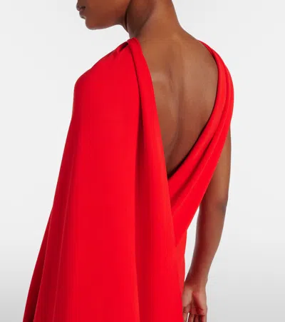 Balenciaga Silk-wool Draped Cape Midi Dress In Red