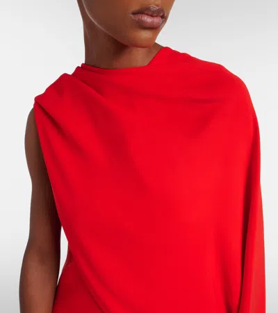 Balenciaga Silk-wool Draped Cape Midi Dress In Red