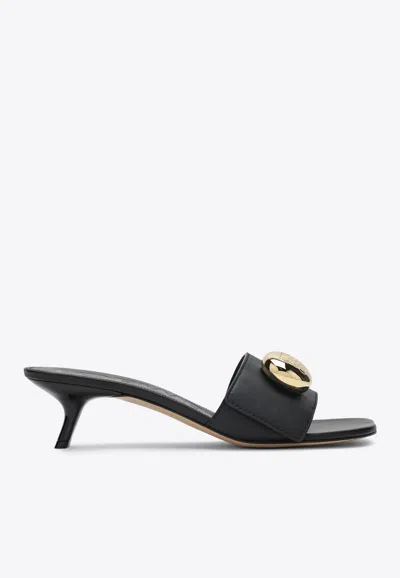 Loewe 450mm Pebble-embellished Leather Sandals In Black