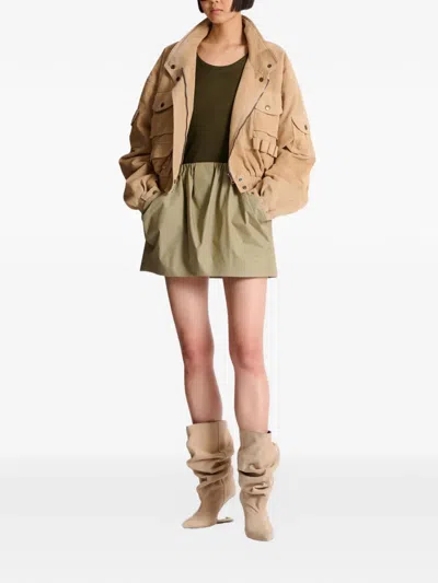 Balmain Cotton Balloon Short Skirt Vert Pale In Neutral