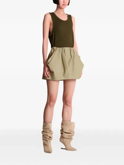 Balmain Cotton Balloon Short Skirt Vert Pale In Neutral