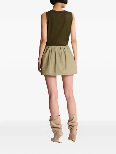 Balmain Cotton Balloon Short Skirt Vert Pale In Neutral