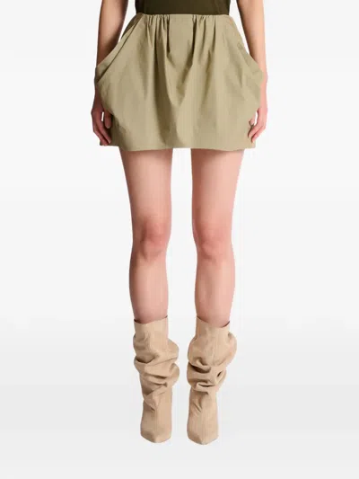 Balmain Cotton Balloon Short Skirt Vert Pale In Neutral