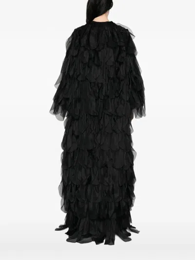 Max Mara Lauto Ruffled Coat In Black