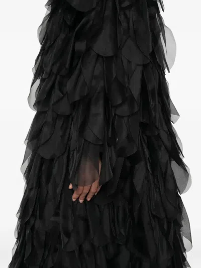 Max Mara Lauto Ruffled Coat In Black