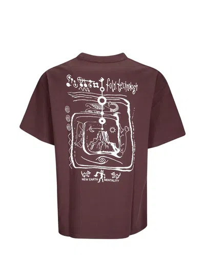 Brain Dead Ancient Knowledge Printed T-shirt In Burgundy