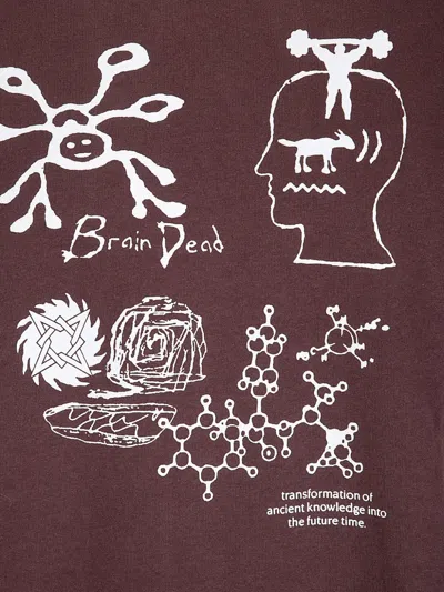 Brain Dead Ancient Knowledge Printed T-shirt In Burgundy