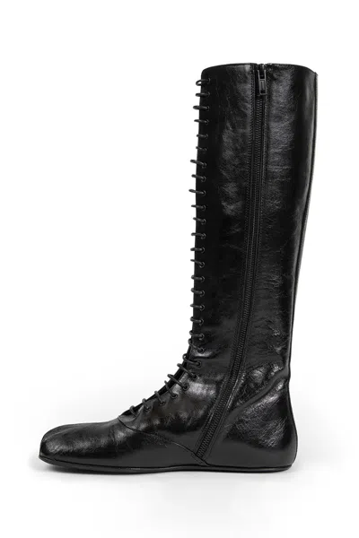 Ann Demeulemeester Ysha Boots In Semi-shiny Leather In Black