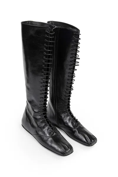 Ann Demeulemeester Ysha Boots In Semi-shiny Leather In Black