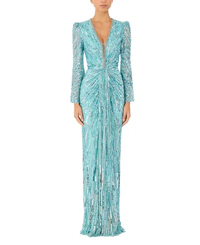 Jenny Packham Darcy Sequin-embellishment Maxi Dress In Blue