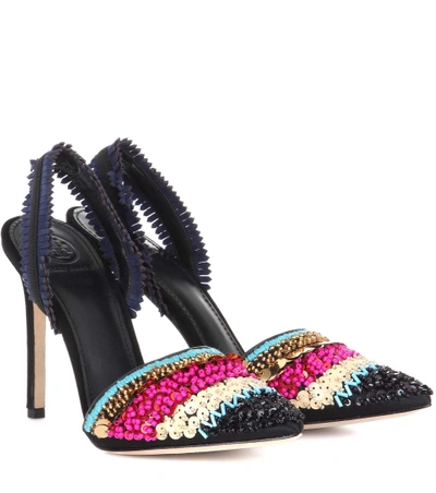 Shop Tory Burch Isle 105 Embellished Pumps In Multicoloured