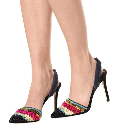 Shop Tory Burch Isle 105 Embellished Pumps In Multicoloured