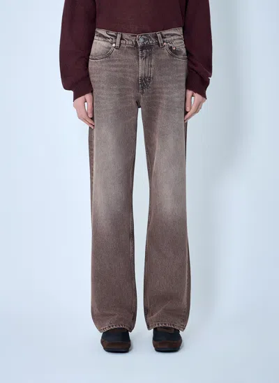 Our Legacy Denim Trousers Faded Effect Belt Loops Five Pockets In Brown