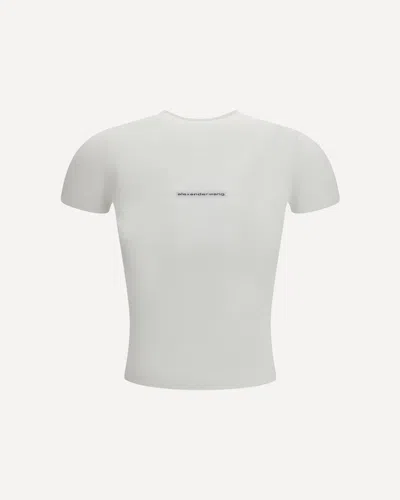 Alexander Wang Short Sleeve Crewneck Top With Jacquard Logo In White