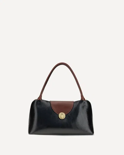 Versace Vivian Medium Two-tone Textured-leather Shoulder Bag In Black