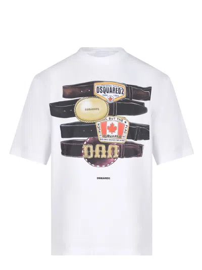 Dsquared2 Men T-shirt In Cotton With Graphic Print In White