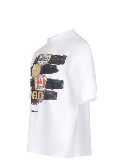 Dsquared2 Men T-shirt In Cotton With Graphic Print In White
