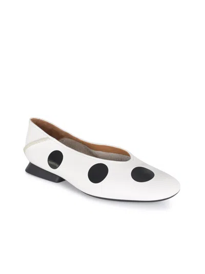 Camper Casi Myra Twins Polka Dot Ballerina Flat In White