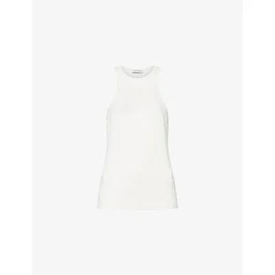 Anine Bing Womens Ivory Cole Embroidered-logo Knit Top In White