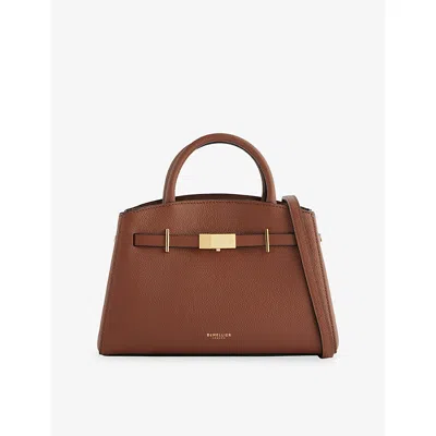 Demellier The Small Hudson Grained Leather Top Handle Bag In Brown