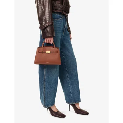 Demellier The Small Hudson Grained Leather Top Handle Bag In Brown