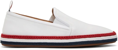 Thom Browne Striped Sole Slip-on Sneakers In White