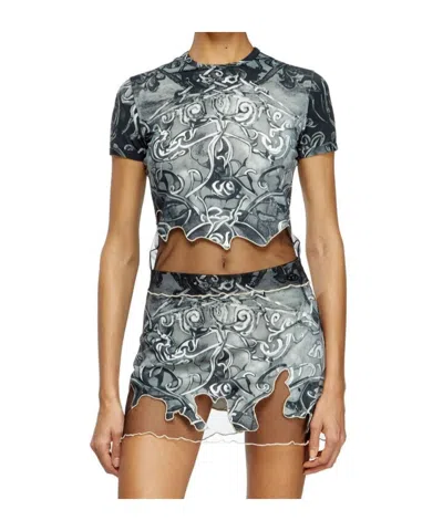 Diesel T-inlay T-shirt In Gray