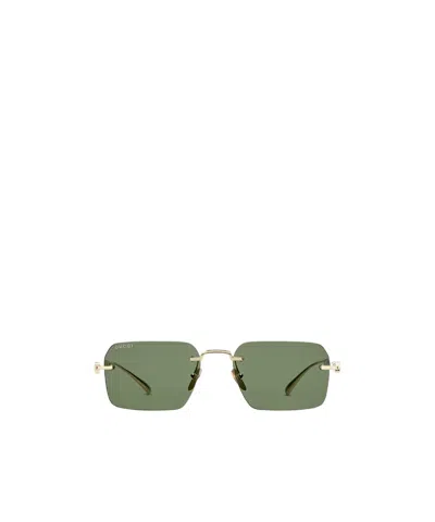 Gucci Frameless Rectangular Sunglasses In Green