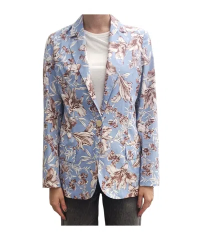 Liu •jo Floral Single-breasted Jacket In Blue