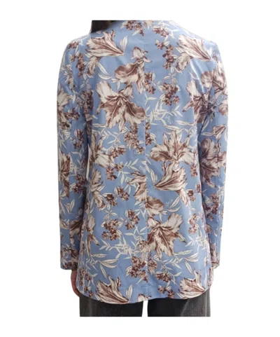Liu •jo Floral Single-breasted Jacket In Blue
