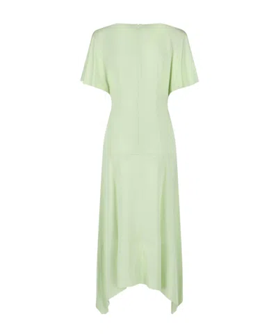 Stella Mccartney Envers Satin V Neck Dress In Green