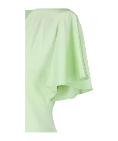 Stella Mccartney Envers Satin V Neck Dress In Green