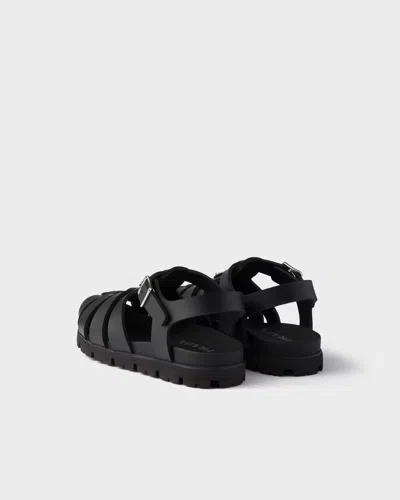 Prada Black Logo Sandals In Black