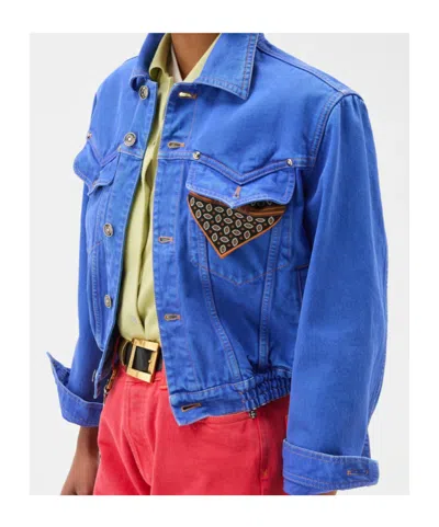 Versace Blouson Denim Jacket In Blue