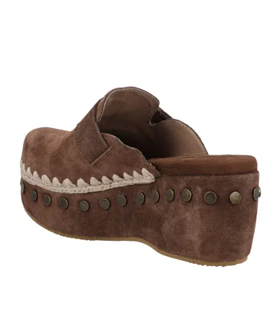 Mou Plain Suede Clogs With Studs In Multi