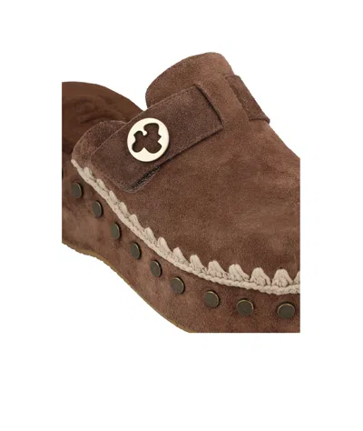 Mou Plain Suede Clogs With Studs In Multi