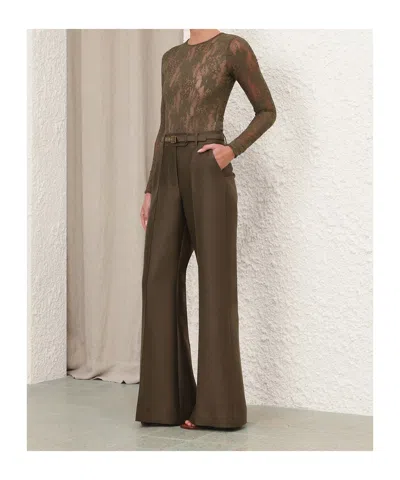 Zimmermann Belt Loop Trousers In Green