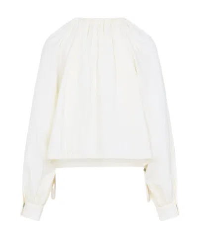 Co Drawstring Gathered Blouse In White