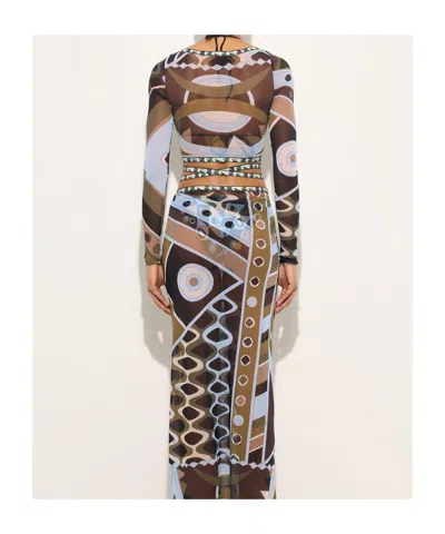 Pucci Printed Wrap Tulle Top In Multi