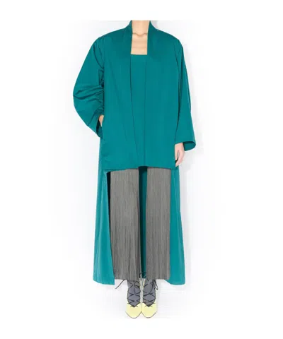 Alaïa Poplin Asymmetric Robe Coat In Blue