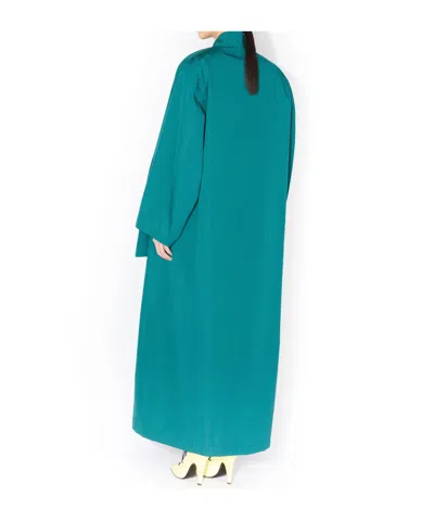 Alaïa Poplin Asymmetric Robe Coat In Blue