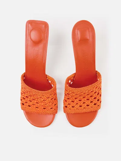 Jacquemus Les Mules Cubisto Sandals Open Toe Stiletto In Orange