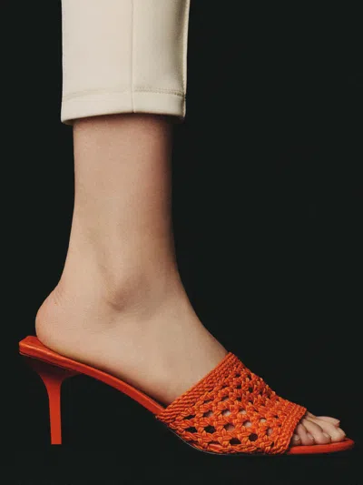 Jacquemus Les Mules Cubisto Sandals Open Toe Stiletto In Orange