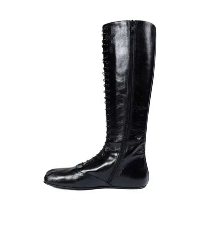 Ann Demeulemeester Ysha Boots In Semi-shiny Leather In Black