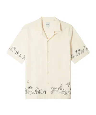 Paul Smith Mens Short Sleeves Regular Fit Shirt With Embroideredy In Neutral