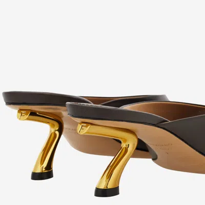 Ferragamo Igea S-shaped Kitten Heel Sandal In Black