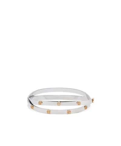 Tory Burch Icon Stud Double Bracelet In Metallic